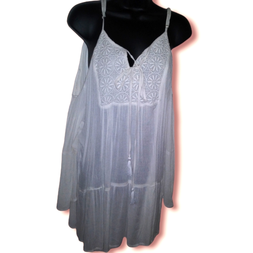 Beautiful Sheer Summer Cold Shoulder Style Sun Dress SZ L